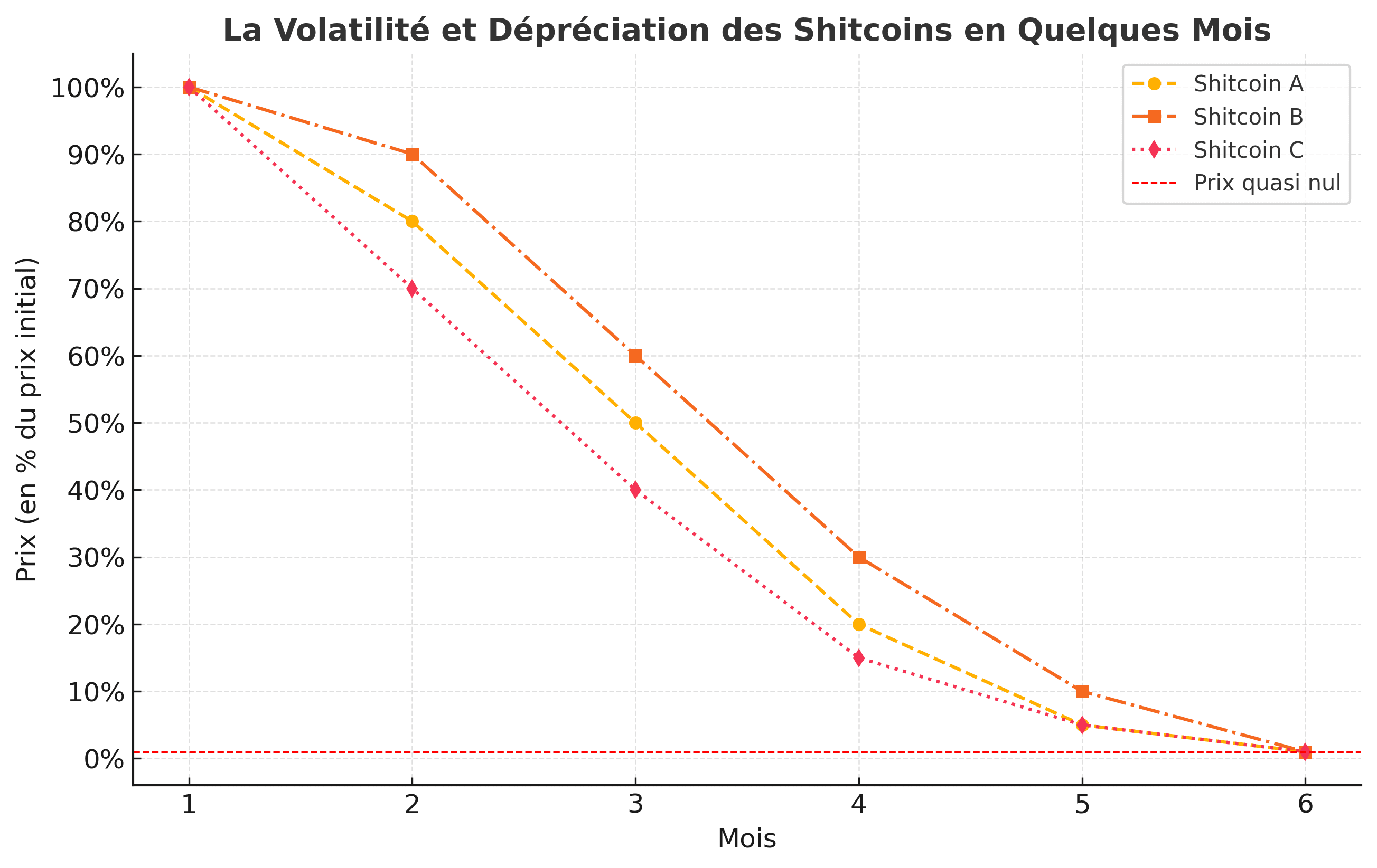 Graphique de volatilité des shitcoins